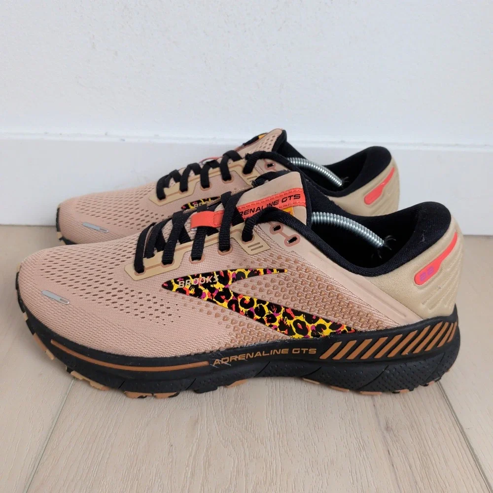 Brooks Adrenaline GTS 22 Womens 10 Ginger/Black/Citrus Leopard Shoes Run Wild